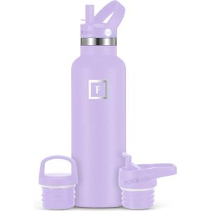 imageIRON FLASK Camping ampamp Hiking Hydration Canteens  3 Lids Narrow Straw Lid Leak Proof Vacuum Insulated Stainless Steel  Hot ampamp Cold Double Walled Sports Water Bottle  Graphite 16 OzLavender