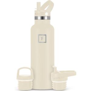imageIRON FLASK Camping ampamp Hiking Hydration Canteens  3 Lids Narrow Straw Lid Leak Proof Vacuum Insulated Stainless Steel  Hot ampamp Cold Double Walled Sports Water Bottle  Graphite 16 OzCashmere Cream