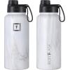 imageIRON FLASK Camping ampamp Hiking Hydration Flask with 3 Lids  Stainless Steel Double Walled ampamp Vacuum Insulated Water Bottle  Leak Proof ampamp BPA Free Carrara Marble Spout  32 oz