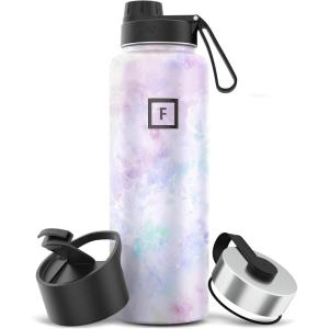 imageIRON FLASK Camping ampamp Hiking Hydration Flask with 3 Lids  Stainless Steel Double Walled ampamp Vacuum Insulated Water Bottle  Leak Proof ampamp BPA Free Lime Spout  40 ozPearl