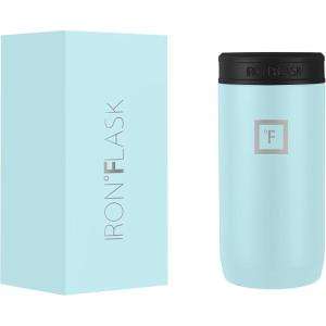 imageIRON FLASK Slim Can Cooler 12oz for Beer Hard Seltzer Energy Drinks Double Wall Vacuum Insulated Stainless Steel Drink Holder for Skinny Cans  Baby Blue
