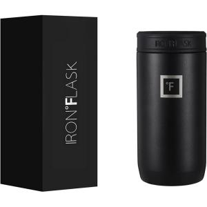 imageIRON FLASK Slim Can Cooler 12oz for Beer Hard Seltzer Energy Drinks Double Wall Vacuum Insulated Stainless Steel Drink Holder for Skinny Cans  Black