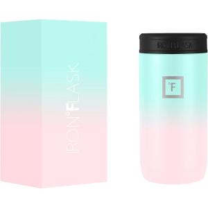 imageIRON FLASK Slim Can Cooler 12oz for Beer Hard Seltzer Energy Drinks Double Wall Vacuum Insulated Stainless Steel Drink Holder for Skinny Cans  Bubble Gum