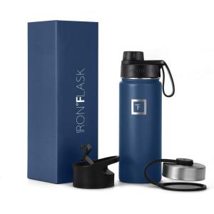 imageIRON FLASK Sports Water Bottle  530 ml 3 Lids Spout Lid Vacuum Insulated Stainless Steel Double Walled Thermo Mug Metal Canteen