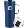 imageIRON FLASK Grip Novelty Coffee Mug  Leak Proof Vacuum Insulated Stainless Steel Bottle Double Walled Thermo Travel Hot Cold Water Metal Canteen  Pearl 24 Oz  Classic BottomTwilight Blue