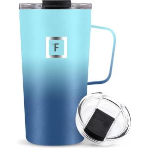 imageIRON FLASK Grip Novelty Coffee Mug  Leak Proof Vacuum Insulated Stainless Steel Bottle Double Walled Thermo Travel Hot Cold Water Metal Canteen  Pearl 24 Oz  Classic BottomBlue Waves