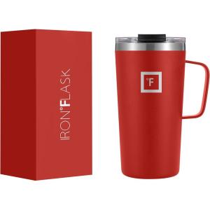 imageIRON FLASK Grip Novelty Coffee Mug  Leak Proof Vacuum Insulated Stainless Steel Bottle Double Walled Thermo Travel Hot Cold Water Metal Canteen  Pearl 24 Oz  Classic BottomFire Red