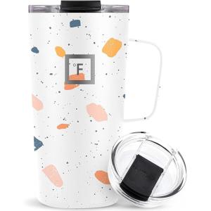 imageIRON FLASK Grip Novelty Coffee Mug  Leak Proof Vacuum Insulated Stainless Steel Bottle Double Walled Thermo Travel Hot Cold Water Metal Canteen  Pearl 24 Oz  Classic BottomTerrazzo