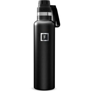 imageIRON FLASK Camping ampamp Hiking Hydration Flask with Spout Narrow Mouth Insulated Stainless Steel Sports Water Bottle  Dark Night 24 oz  Spout 1 LidMidnight Black