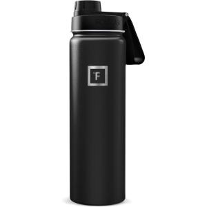 imageIRON FLASK Camping ampamp Hiking Hydration Flask with Spout Wide Mouth Insulated Stainless Steel Sports Water Bottle  Midnight Black 32 oz  Spout 1 LidMidnight Black