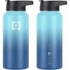 image:imageIRON FLASK Camping amp Hiking Hydration Flask with Straw Wide Mouth Insulated Stainless Steel Sports Water Bottle  32 oz Cotton CandyBlue Waves