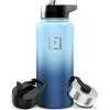 image:imageIRON FLASK Camping amp Hiking Hydration Flask with Straw Wide Mouth Insulated Stainless Steel Sports Water Bottle  32 oz Cotton CandyBlue Waves
