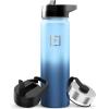 image:imageIRON FLASK Camping amp Hiking Hydration Flask with Straw Wide Mouth Insulated Stainless Steel Sports Water Bottle  32 oz Cotton CandyBlue Waves