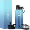 image:imageIRON FLASK Camping amp Hiking Hydration Flask with Straw Wide Mouth Insulated Stainless Steel Sports Water Bottle  32 oz Cotton CandyBlue Waves