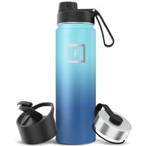 image:imageIRON FLASK Camping amp Hiking Hydration Flask with Straw Wide Mouth Insulated Stainless Steel Sports Water Bottle  32 oz Cotton CandyBlue Waves