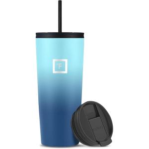 image:imageIRON FLASK Classic Tumbler  Vacuum Insulated Stainless Steel Water Bottle Double Walled Drinking Cup Insulated Travel Mug Aurora 24 oz Solid LidBlue Waves