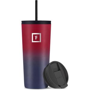 image:imageIRON FLASK Classic Tumbler  Vacuum Insulated Stainless Steel Water Bottle Double Walled Drinking Cup Insulated Travel Mug Aurora 24 oz Solid LidDark Rainbow