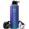 image:imageIRON FLASK Camping amp Hiking Hydration Flask with Straw Wide Mouth Insulated Stainless Steel Sports Water Bottle  Twilight Blue 40 oz  Straw 1 LidAurora