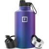 image:imageIRON FLASK Camping amp Hiking Hydration Flask with Straw Wide Mouth Insulated Stainless Steel Sports Water Bottle  Twilight Blue 40 oz  Straw 1 LidAurora