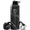 image:imageIRON FLASK Camping amp Hiking Hydration Flask with Straw Wide Mouth Insulated Stainless Steel Sports Water Bottle  Twilight Blue 40 oz  Straw 1 LidBlack Marquina