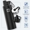 image:imageIRON FLASK Camping amp Hiking Hydration Flask with Straw Wide Mouth Insulated Stainless Steel Sports Water Bottle  Twilight Blue 40 oz  Straw 1 LidLavender