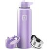 image:imageIRON FLASK Camping amp Hiking Hydration Flask with Straw Wide Mouth Insulated Stainless Steel Sports Water Bottle  Twilight Blue 40 oz  Straw 1 LidLavender