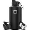 image:imageIRON FLASK Camping amp Hiking Hydration Flask with Straw Wide Mouth Insulated Stainless Steel Sports Water Bottle  Twilight Blue 40 oz  Straw 1 LidMidnight Black