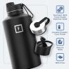 image:imageIRON FLASK Camping amp Hiking Hydration Flask with Straw Wide Mouth Insulated Stainless Steel Sports Water Bottle  Twilight Blue 40 oz  Straw 1 LidMidnight Black
