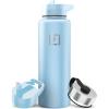 image:imageIRON FLASK Camping amp Hiking Hydration Flask with Straw Wide Mouth Insulated Stainless Steel Sports Water Bottle  Twilight Blue 40 oz  Straw 1 LidMorning Mist