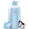 image:imageIRON FLASK Camping amp Hiking Hydration Flask with Straw Wide Mouth Insulated Stainless Steel Sports Water Bottle  Twilight Blue 40 oz  Straw 1 LidMorning Mist