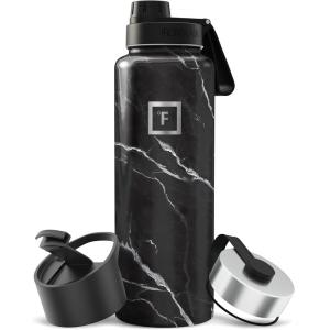 image:imageIRON FLASK Camping amp Hiking Hydration Flask with Straw Wide Mouth Insulated Stainless Steel Sports Water Bottle  Twilight Blue 40 oz  Straw 1 LidBlack Marquina