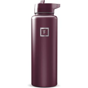 image:imageIRON FLASK Camping amp Hiking Hydration Flask with Straw Wide Mouth Insulated Stainless Steel Sports Water Bottle  Twilight Blue 40 oz  Straw 1 LidBurgundy
