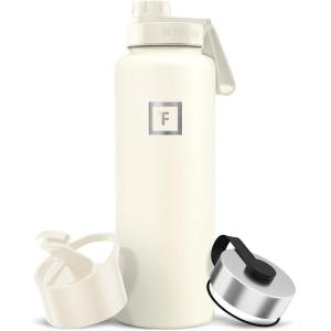 image:imageIRON FLASK Camping amp Hiking Hydration Flask with Straw Wide Mouth Insulated Stainless Steel Sports Water Bottle  Twilight Blue 40 oz  Straw 1 LidCashmere Cream