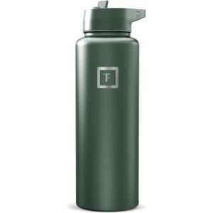 image:imageIRON FLASK Camping amp Hiking Hydration Flask with Straw Wide Mouth Insulated Stainless Steel Sports Water Bottle  Twilight Blue 40 oz  Straw 1 LidDark Pine