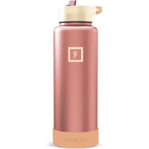 image:imageIRON FLASK Camping amp Hiking Hydration Flask with Straw Wide Mouth Insulated Stainless Steel Sports Water Bottle  Twilight Blue 40 oz  Straw 1 LidDream Sunset