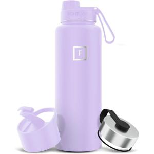 image:imageIRON FLASK Camping amp Hiking Hydration Flask with Straw Wide Mouth Insulated Stainless Steel Sports Water Bottle  Twilight Blue 40 oz  Straw 1 LidLavender