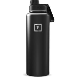 image:imageIRON FLASK Camping amp Hiking Hydration Flask with Straw Wide Mouth Insulated Stainless Steel Sports Water Bottle  Twilight Blue 40 oz  Straw 1 LidMidnight Black