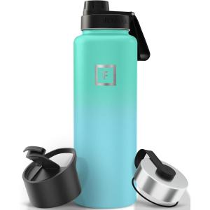image:imageIRON FLASK Camping amp Hiking Hydration Flask with Straw Wide Mouth Insulated Stainless Steel Sports Water Bottle  Twilight Blue 40 oz  Straw 1 LidSky