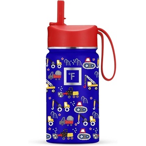 image:imageIRON FLASK 14 oz Kids Insulated Water Bottle  Vacuum Insulated Kids Water Bottle with Leakproof Straw Lid  BPA Free Sunny DayDark Blue
