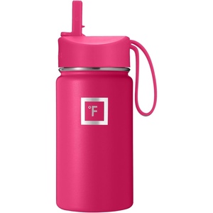 image:imageIRON FLASK 14 oz Kids Insulated Water Bottle  Vacuum Insulated Kids Water Bottle with Leakproof Straw Lid  BPA Free Sunny DayRad Raspberry