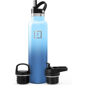 image:imageIRON FLASK 24 oz Narrow Mouth Water Bottle with StrawBlue Waves