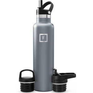 image:imageIRON FLASK 24 oz Narrow Mouth Water Bottle with StrawGraphite