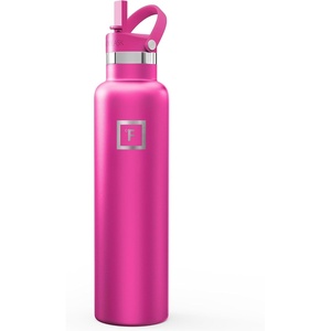 image:imageIRON FLASK 24 oz Narrow Mouth Water Bottle with StrawPink Tulip